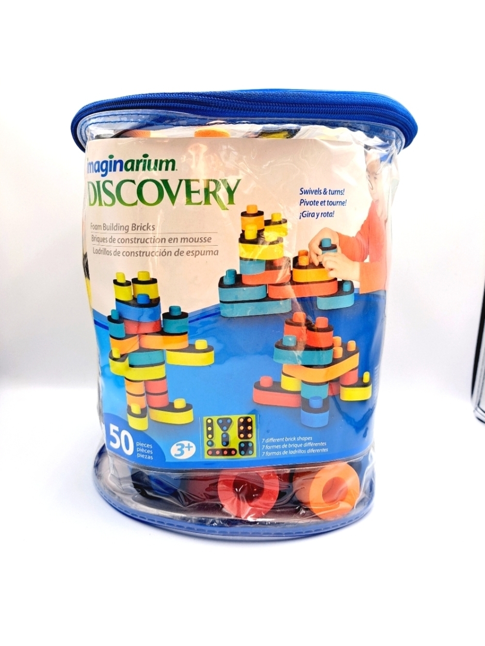 Discovery Foam Building Bricks 50 Foam Swivel Building Blocks Kids Learning Toy